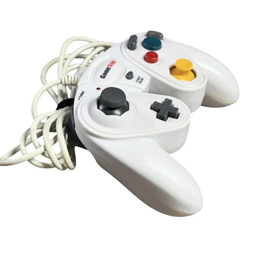 Nintendo GameCube OEM Silver Controller W/Gamestop Turbo Controller Lot (2) READ